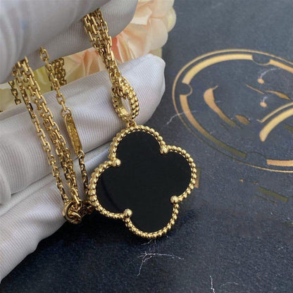 ¡®Moco¡¯CLOVER 25MM GOLD ONYX BIG CLOVER NECKLACE