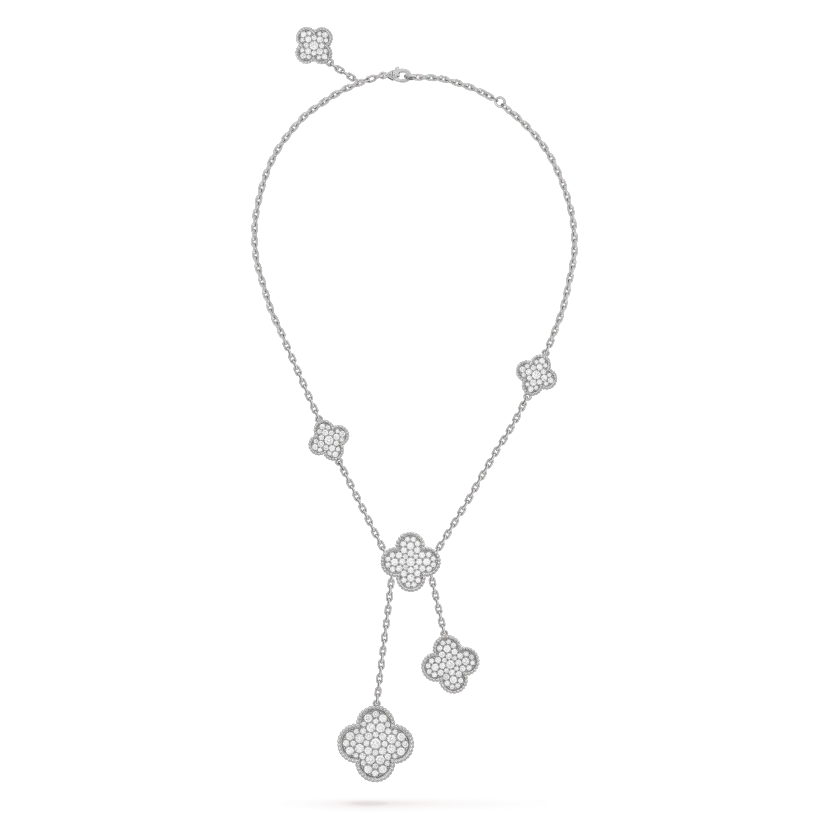 ¡®Moco¡¯CLOVER 5 MOTIFS SILVER DIAMONDS NECKLACE