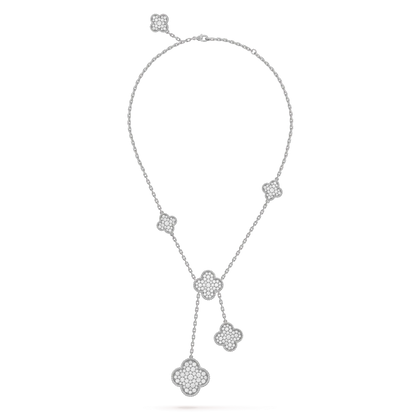 ¡®Moco¡¯CLOVER 5 MOTIFS SILVER DIAMONDS NECKLACE