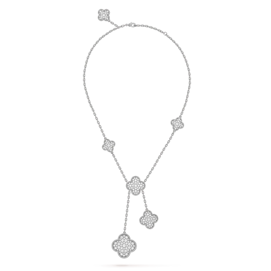 ¡®Moco¡¯CLOVER 5 MOTIFS SILVER DIAMONDS NECKLACE