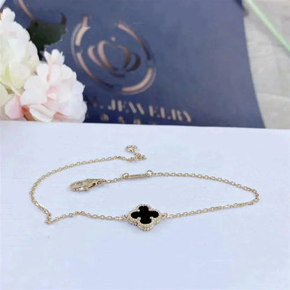 ¡®Moco¡¯CLOVER ONYX SINGLE FLOWER BRACELET