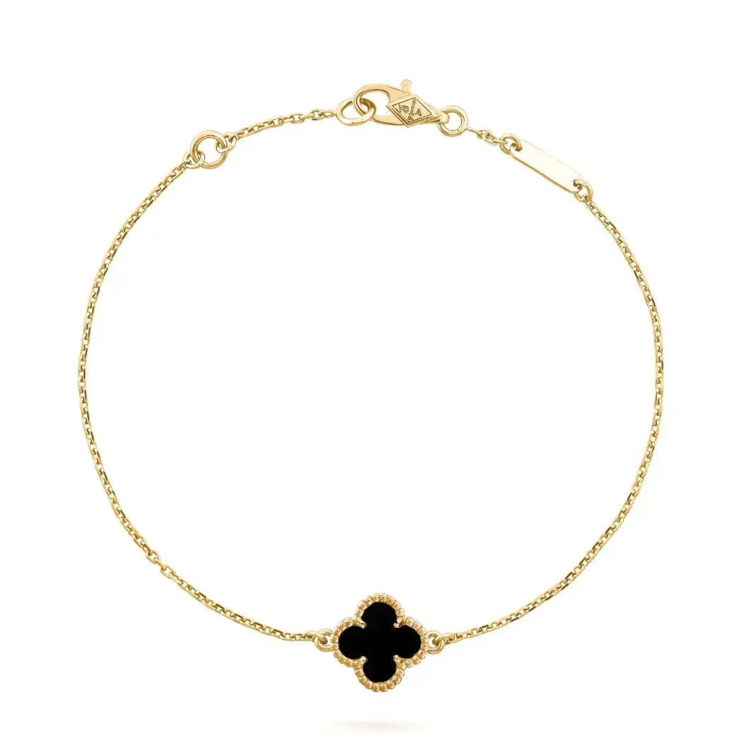 ¡®Moco¡¯CLOVER ONYX SINGLE FLOWER BRACELET