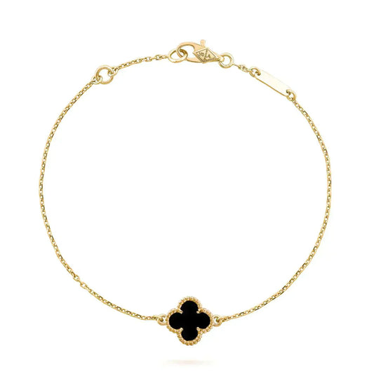 ¡®Moco¡¯CLOVER ONYX SINGLE FLOWER BRACELET