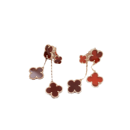 ¡®Moco¡¯CLOVER EARRINGS CARNELIAN 4 MOTIFS PINK GOLD