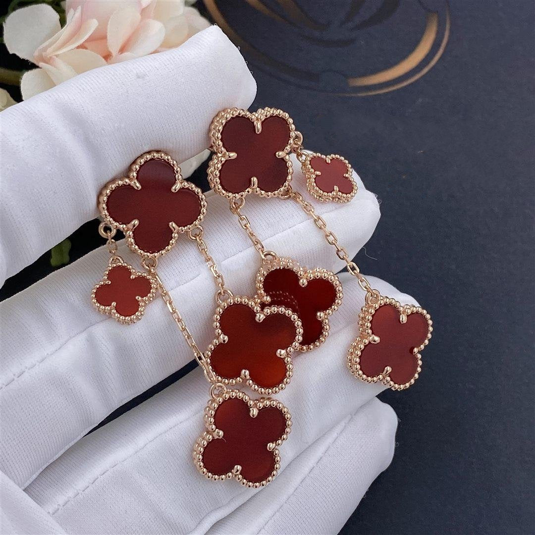 ¡®Moco¡¯CLOVER EARRINGS CARNELIAN 4 MOTIFS PINK GOLD