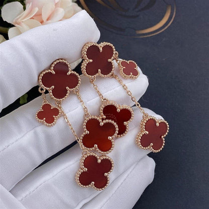 ¡®Moco¡¯CLOVER EARRINGS CARNELIAN 4 MOTIFS PINK GOLD