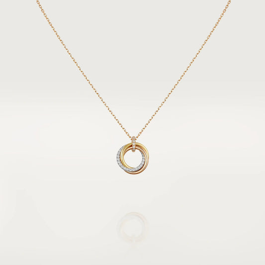 ¡®Moco¡¯TRINITY NECKLACE SILVER GOLD PINK GOLD DIAMONDS