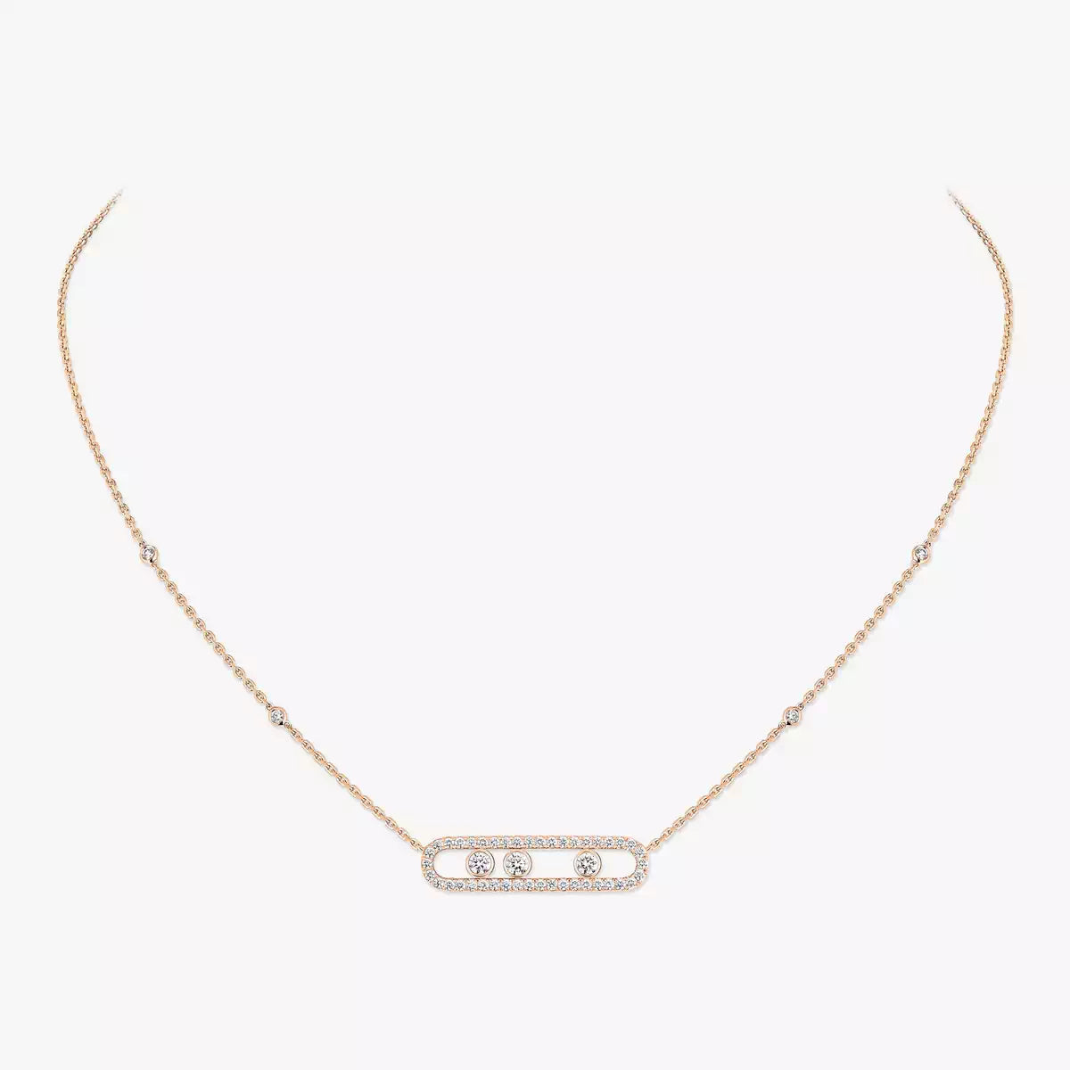 [ Moco ] Move Pave_ Rose Gold Diamond Necklace