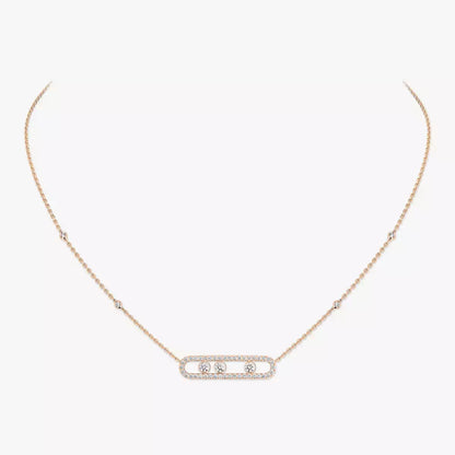 [ Moco ] Move Pave_ Rose Gold Diamond Necklace