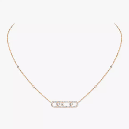 [ Moco ] Move Pave_ Rose Gold Diamond Necklace