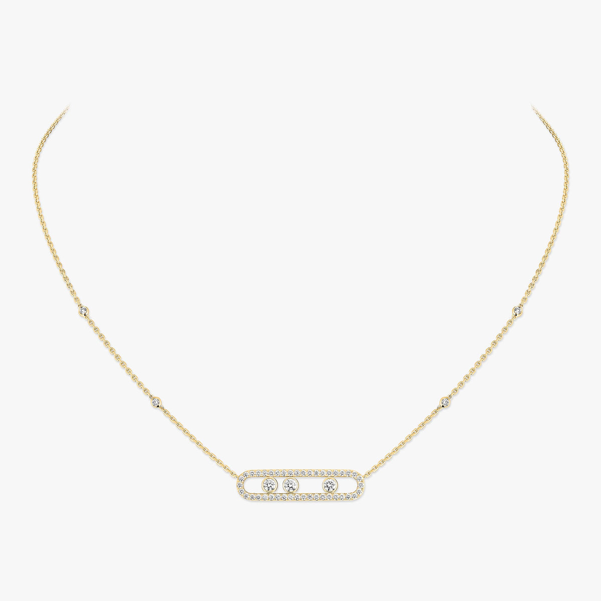 [ Moco ] Move Pave_ Rose Gold Diamond Necklace