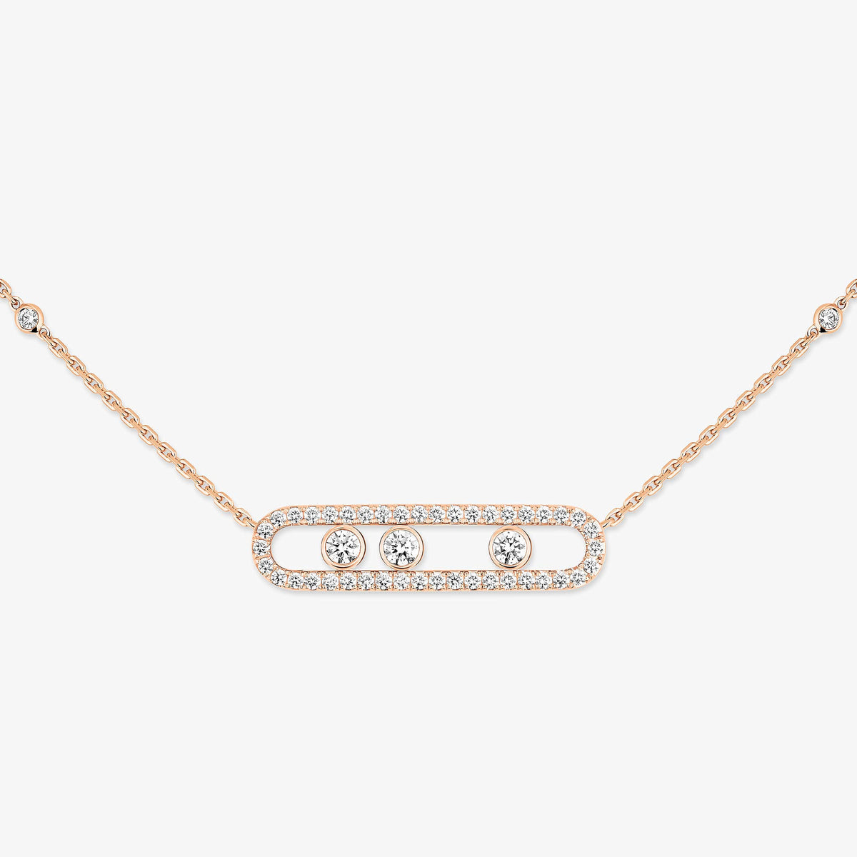 [ Moco ] Move Pave_ Rose Gold Diamond Necklace