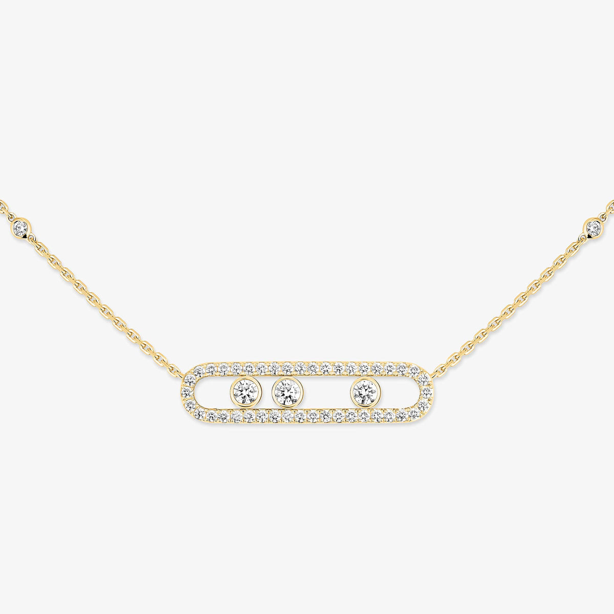 [ Moco ] Move Pave_ Rose Gold Diamond Necklace