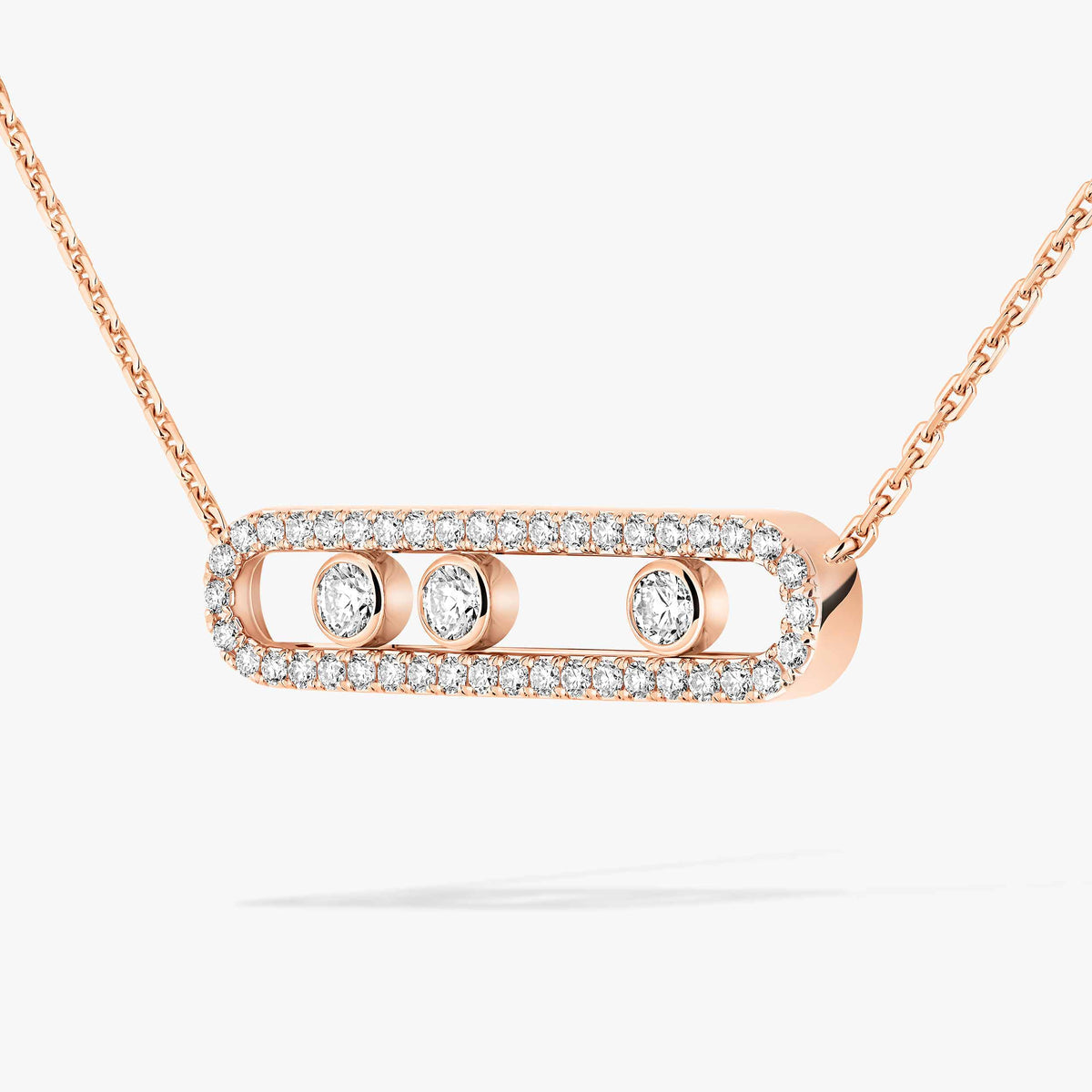 [ Moco ] Move Pave_ Rose Gold Diamond Necklace
