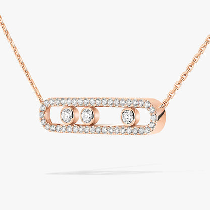 [ Moco ] Move Pave_ Rose Gold Diamond Necklace