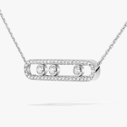 [ Moco ] Move Pave_ Rose Gold Diamond Necklace