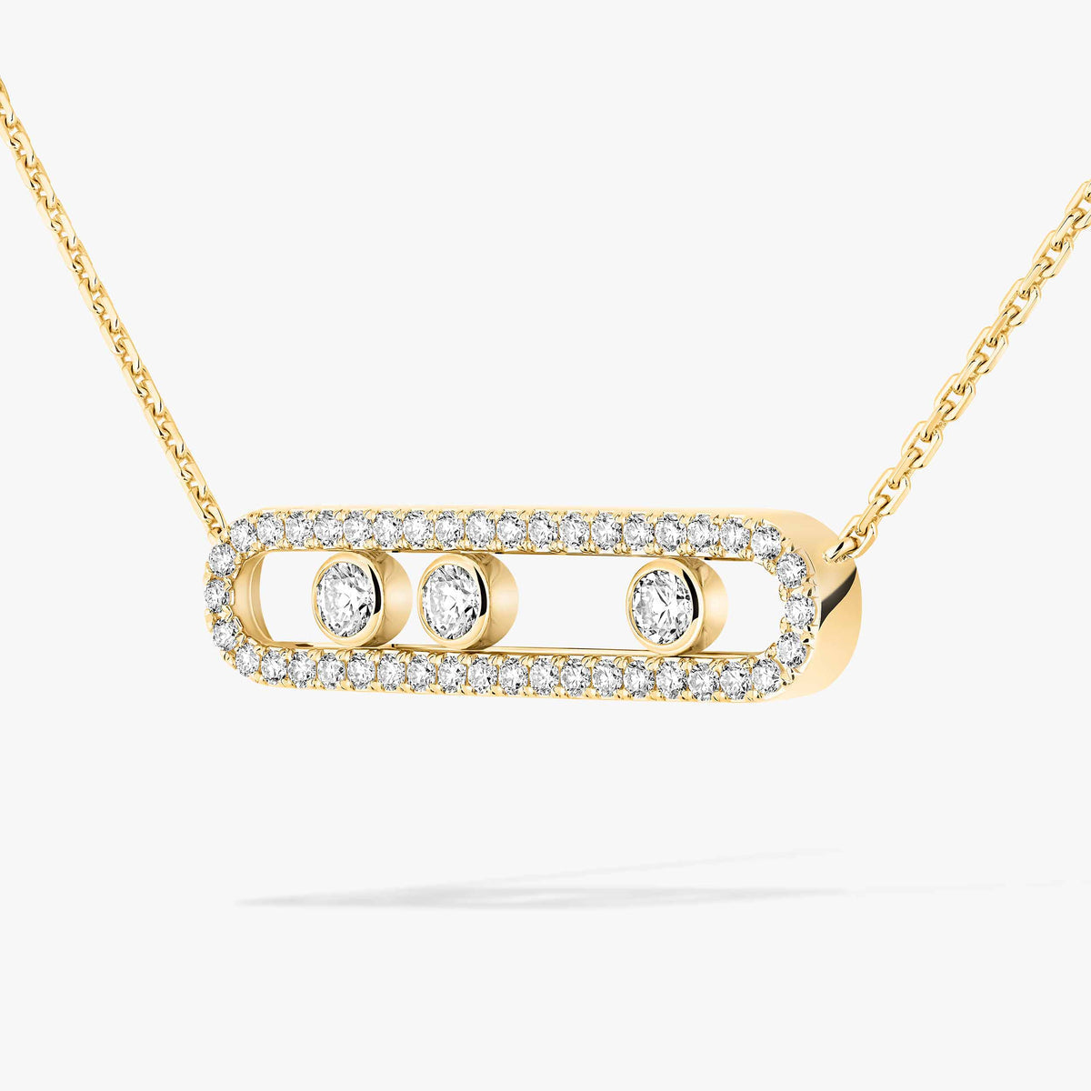 [ Moco ] Move Pave_ Rose Gold Diamond Necklace