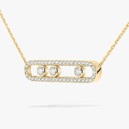 [ Moco ] Move Pave_ Rose Gold Diamond Necklace