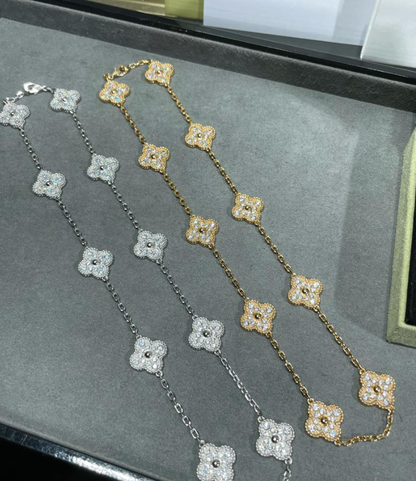 [¡®Moco¡¯]CLOVER 10 MOTIFS FULL DIAMOND NECKLACE