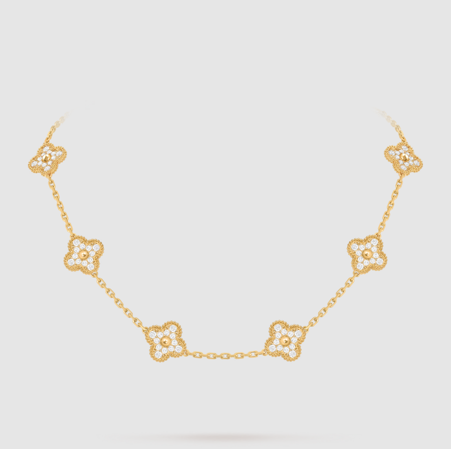 [¡®Moco¡¯]CLOVER 10 MOTIFS FULL DIAMOND NECKLACE