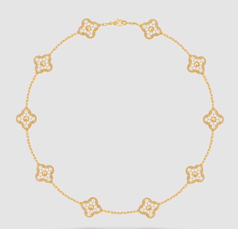 [¡®Moco¡¯]CLOVER 10 MOTIFS FULL DIAMOND NECKLACE