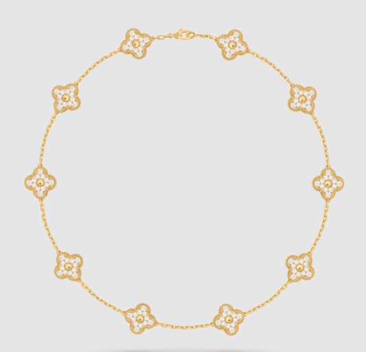 [¡®Moco¡¯]CLOVER 10 MOTIFS FULL DIAMOND NECKLACE
