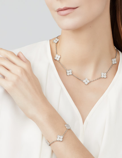 [¡®Moco¡¯]CLOVER 10 MOTIFS FULL DIAMOND NECKLACE