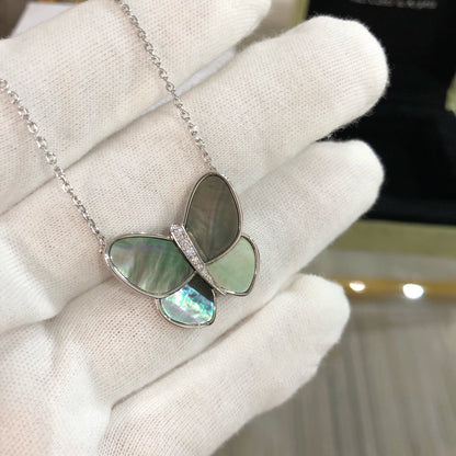 ¡®Moco¡¯LARGE BUTTERFLY SILVER PENDANT DIAMOND NECKLACE