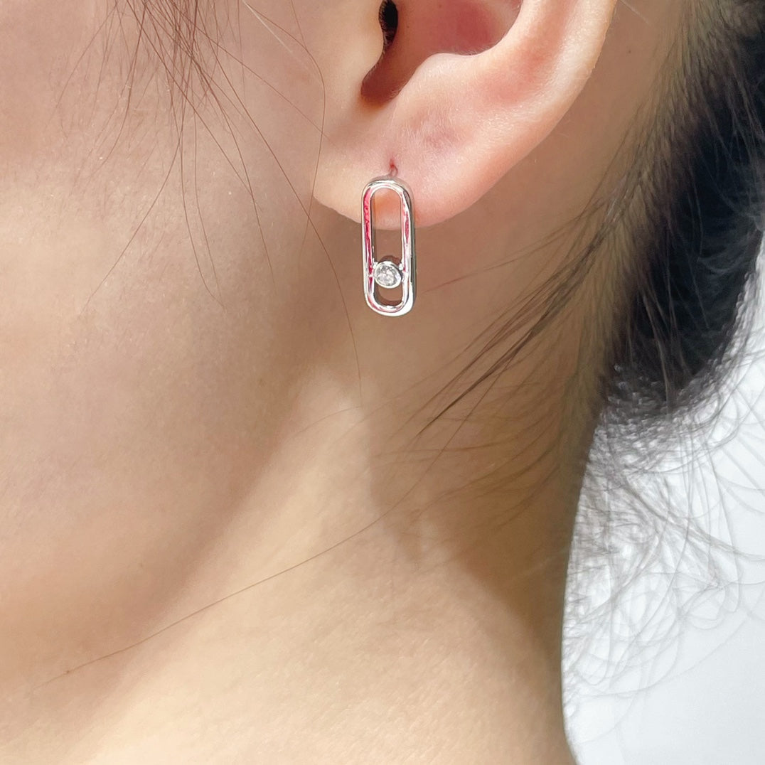 [ Moco ]MOVE UNO SMALL 1 DIAMOND EARRINGS