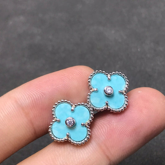 ¡®Moco¡¯CLOVER 1 DIAMOND BLUE SKY SILVER EARRINGS