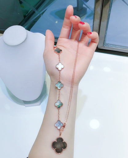 ¡®Moco¡¯COMBINED BRACELET 5 MOTIFS AND NECKLACE DARK MOP ROSE GOLD