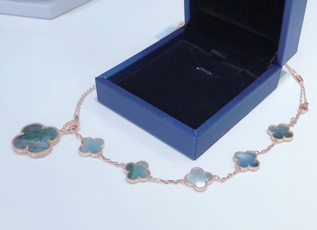 ¡®Moco¡¯COMBINED BRACELET 5 MOTIFS AND NECKLACE DARK MOP ROSE GOLD