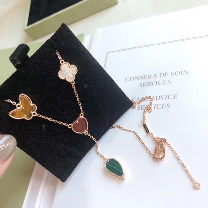 ¡®Moco¡¯LUCKY SPRING 4 MOTIFS ROSE GOLD NECKLACE