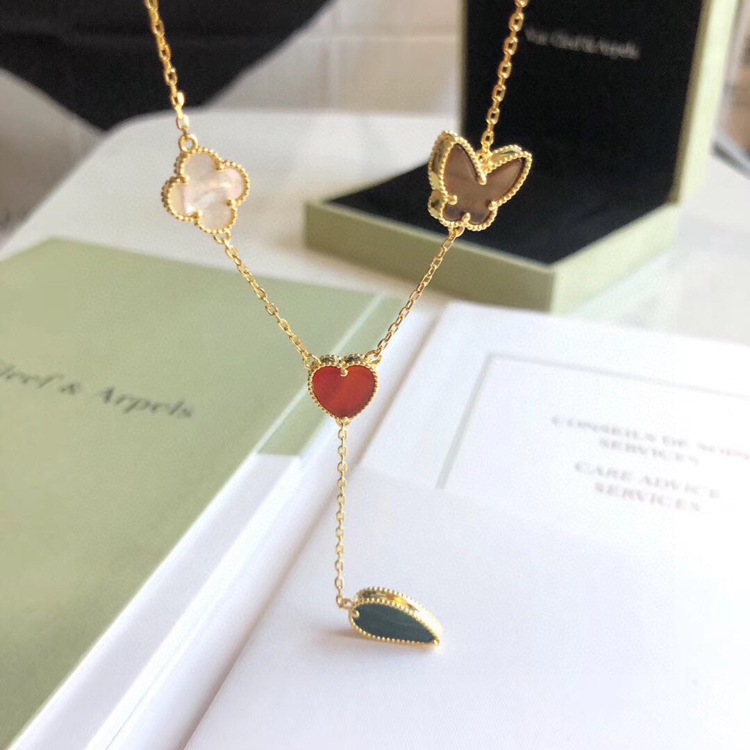 ¡®Moco¡¯LUCKY SPRING 4 MOTIFS ROSE GOLD NECKLACE