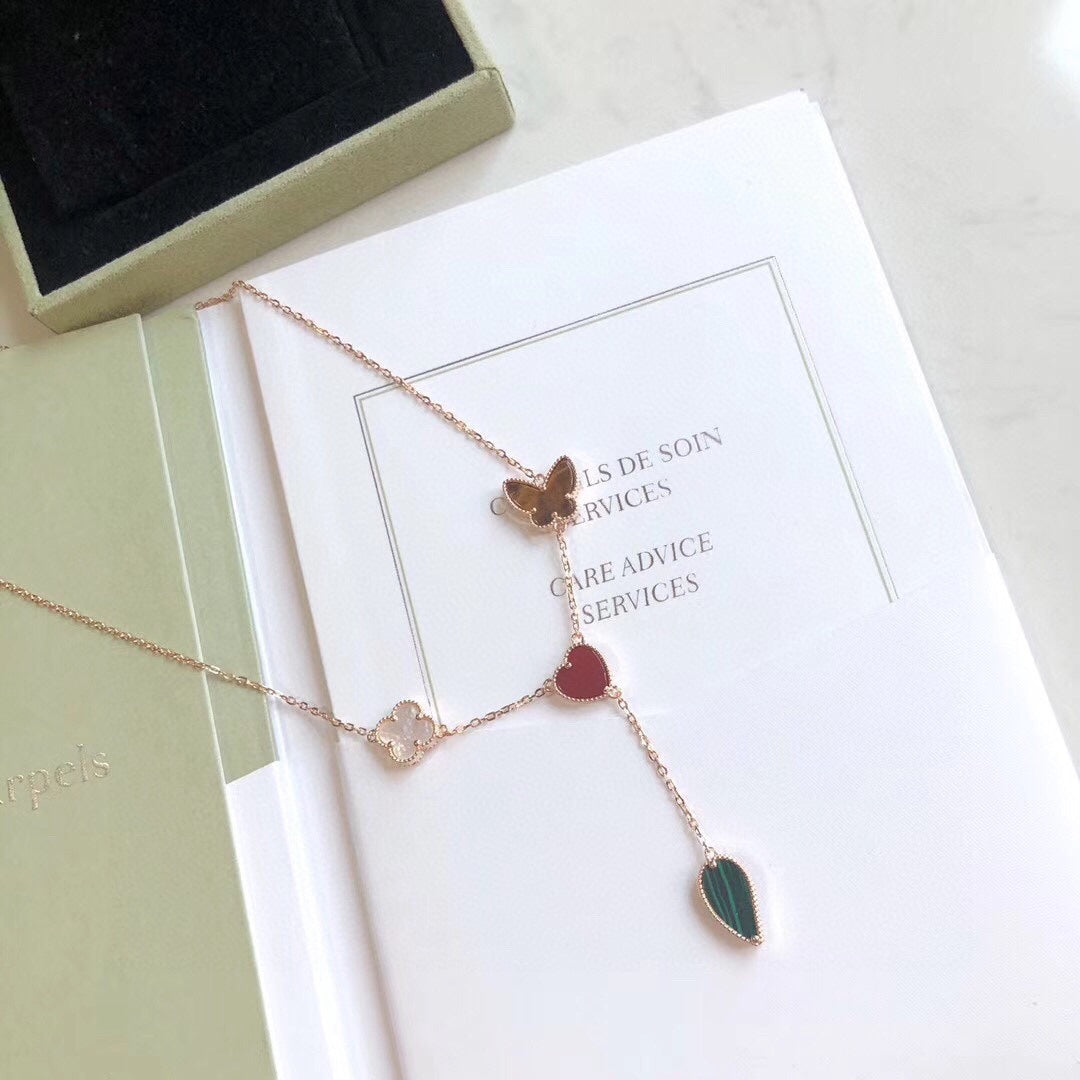 ¡®Moco¡¯LUCKY SPRING 4 MOTIFS ROSE GOLD NECKLACE