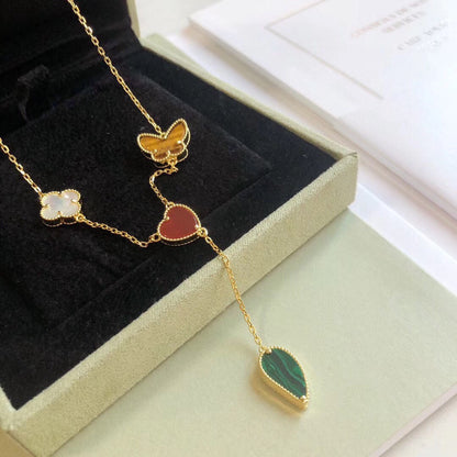 ¡®Moco¡¯LUCKY SPRING 4 MOTIFS ROSE GOLD NECKLACE
