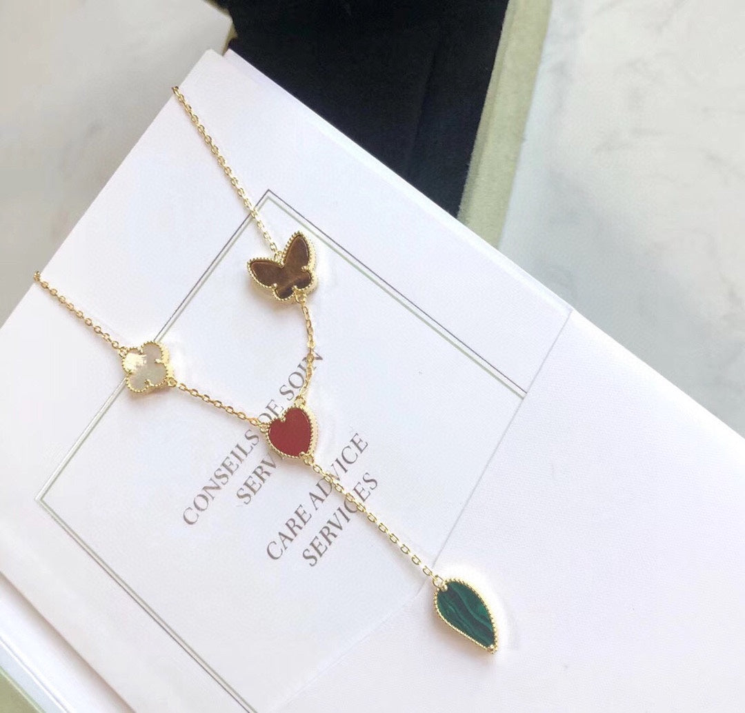¡®Moco¡¯LUCKY SPRING 4 MOTIFS ROSE GOLD NECKLACE