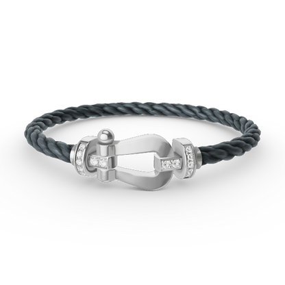¡®Moco¡¯FORCE LARGE HORSESHOE HALF DIAMOND BRACELET SILVER