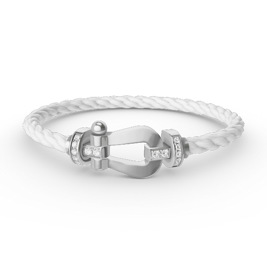 ¡®Moco¡¯FORCE LARGE HORSESHOE HALF DIAMOND BRACELET SILVER