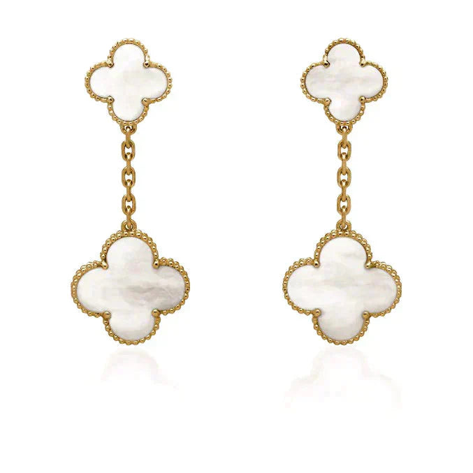 ¡®Moco¡¯CLOVER 2 MOTIF WHITE MOP EARRINGS