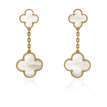 ¡®Moco¡¯CLOVER 2 MOTIF WHITE MOP EARRINGS