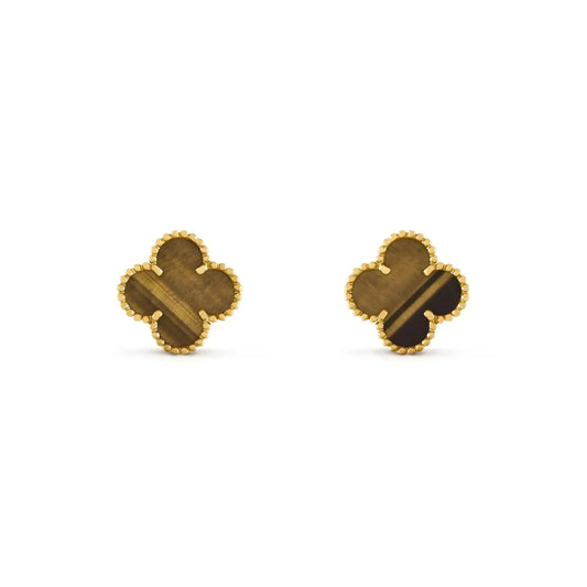 ¡®Moco¡¯CLOVER MEDIUM 1 MOTIFS TIGER EYE EARRINGS