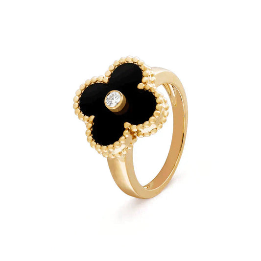 ¡®Moco¡¯CLOVER ONYX RING GOLD DIAMOND