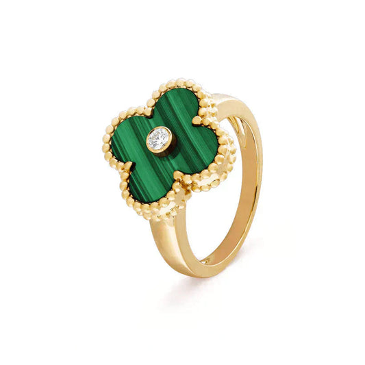 ¡®Moco¡¯CLOVER MALACHITE RING GOLD DIAMOND
