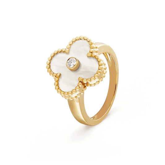 ¡®Moco¡¯CLOVER PINK MOP RING GOLD DIAMOND