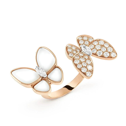 ¡®Moco¡¯TWIN BUTTERFLY DIAMOND MOP RING